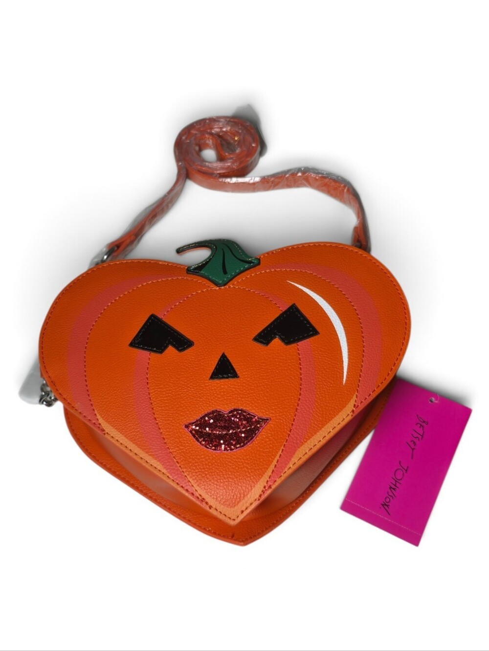 Betsey Johnson Pumpkin Heart Jack O Lantern Crossbody Bag Orange NWT